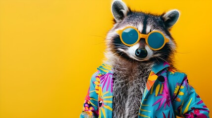 Fototapeta premium Raccoon in Sunglasses and Hawaiian Shirt