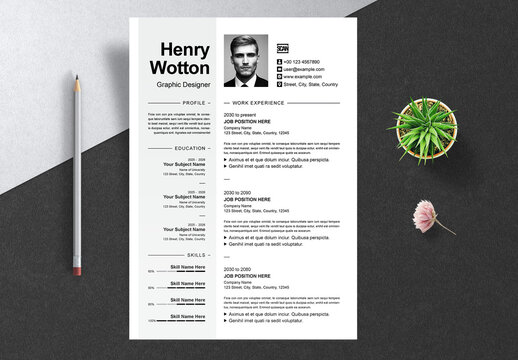 Minimal Resume Template With Grey Accent