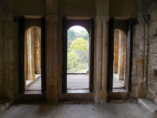 Fototapeta premium Interior of the pre-Romanesque palace of Santa Maria del Naranco from the 9th century. World Heritage Site. Oviedo, Asturias, Spain.