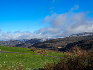Panoramic view of the Navarrese Pyrenees in northeastern Spain.