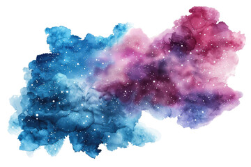 Fototapeta premium Watercolor Nebula Cloud Clipart Illustrating Vibrant Colors on White or Transparent Background