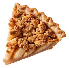 Slice of Classic Apple Pie Streusel Topping Overhead Shot Transparent Background