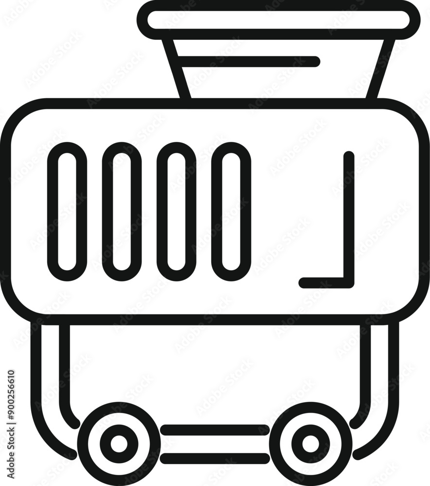 Poster line drawing of an electric generator powering a server rack, representing data center backup power