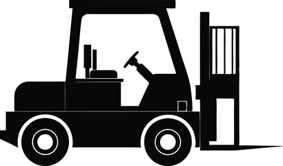 Forklift black silhouette vector illustration design