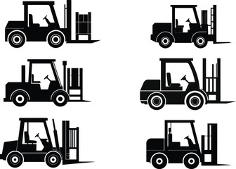 Forklift black silhouette vector illustration design bundle