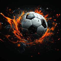 Fototapeta premium Soccer ball on black background