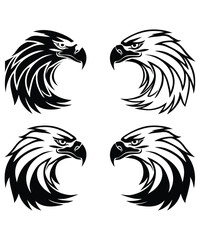 Dynamic eagle logo design illustration, Aggressive Eagle or hawk set logo silhouette vector icon