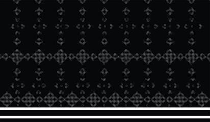 Geometric square floral pattern on black background