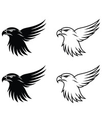 Dynamic eagle logo design illustration, Aggressive Eagle or hawk set logo silhouette vector icon