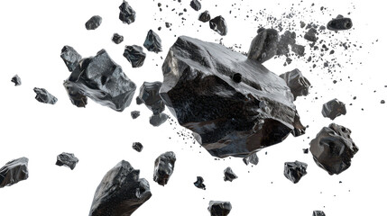 Asteroids Floating in Space Amidst a Dark Cosmic Background During a Celestial Phenomenon