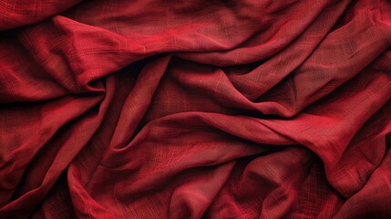 Crumpled satin fabric. Beautiful and flowing drapery lines , Smooth red silk or satin background, Red silk or satin luxury fabric texture can use as abstract background