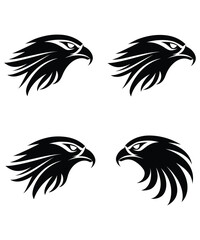 Dynamic eagle logo design illustration, Aggressive Eagle or hawk set logo silhouette vector icon