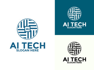 Abstract Technology Analysis logo vector design concept. Artificial intelligence technology logotype symbol