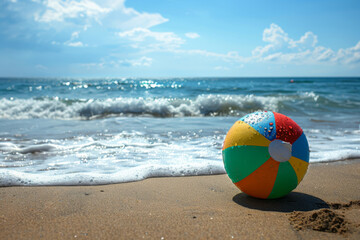 Obraz premium Beach Ball on a Sandy Shore