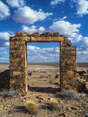 A natural stone arch stands alone in the desert, providing shelter and shade from the harsh sun