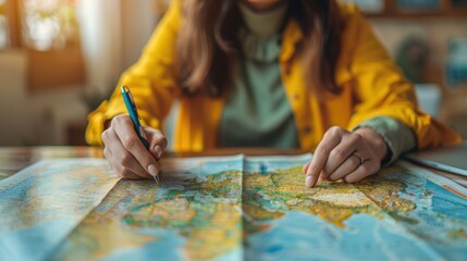 Planning the Perfect Getaway: Tourism Consultant Crafting Dynamic Travel Itinerary with Travel Agency Backdrop