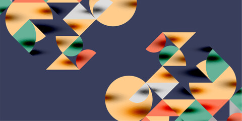 Triangles, round triangles and circles techno art. Vector Illustration For Wallpaper, Banner, Background, Card, Book Illustration, landing page