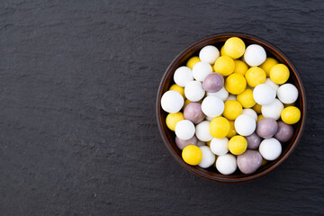 Mix of colorful candies . Multicolored unhealthy background. Sweet dessert