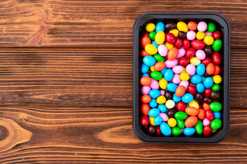 Mix of colorful candies . Multicolored unhealthy background. Sweet dessert
