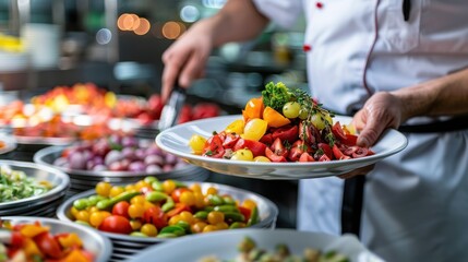 Ensuring Food Safety: Supervisor Conducts Hygiene Inspection in Vibrant Restaurant Kitchen Silhouette