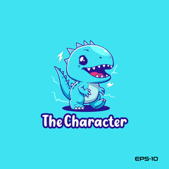 Cute dinosaur logo, vector, mascot, character, cartoon, illustration