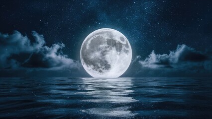 Shimmering Sea Under the Full Moon