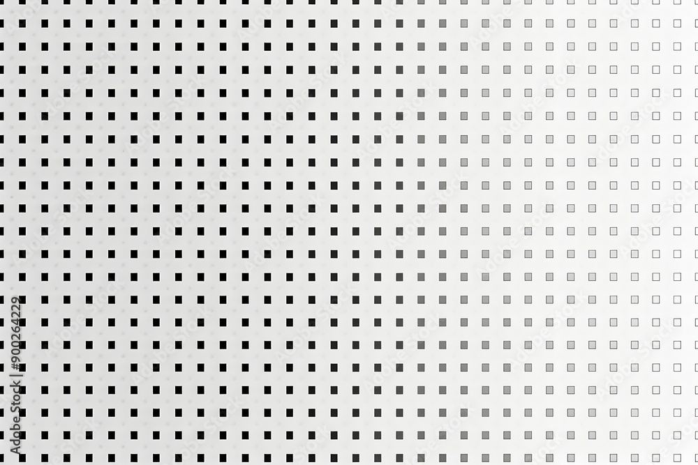 Poster A white background with small black squares arranged in an orderly pattern, creating the appearance of data points or digital code. The square dots form the grid for various text and images to be plac