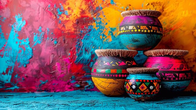 Latin American cultural workshop with crafts and activities, vibrant and festive background