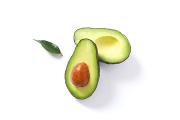 Green avocado on a white background 