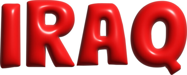 Iraq 3D Bubble text typography with transparent PNG