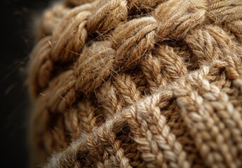 Fototapeta premium A close up of a woolen beanie, showcasing the detailed knit pattern and soft fibers