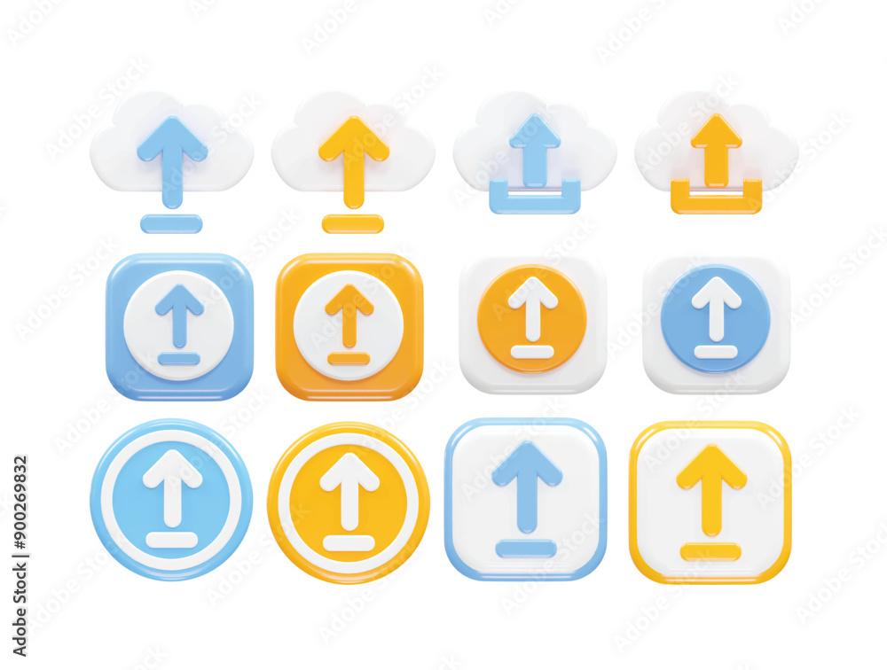 Aufkleber upload icon set vector rendering illustration