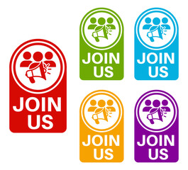 set vector sign join us icon. job open vacancy template banner label design illustration
