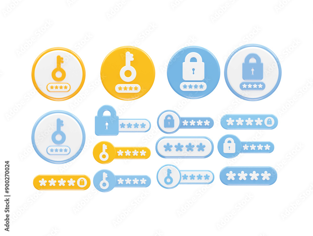 Poster password icon 3d rendering illustration vector