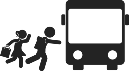 Isolated pictogram boy, girls, student and Bus for Slow School Zone Safety Sign