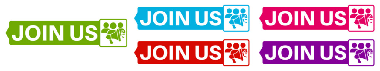 set join us sign symbol. recruitment information label design template vector illustration	
