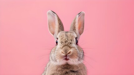 Obraz premium Cute Bunny on Pink Background