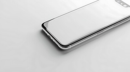 Modern Smartphone with Minimalist Design. Screen and Background White
