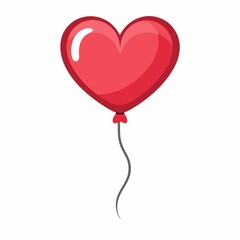 In the image, there is a red heartshaped balloon with a string attached to it