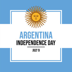 Argentina Independence Day poster vector illustration. Argentina flag square frame vector. Argentinian abstract flag symbol. Template for background, banner, card. July 9 every year. Important day