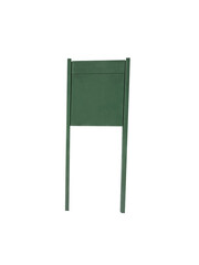 Close-up of a blank green sign isolated on a png file with a transparent background.