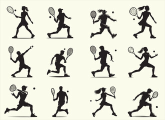 Tennis Player Silhouette Vector Illustration