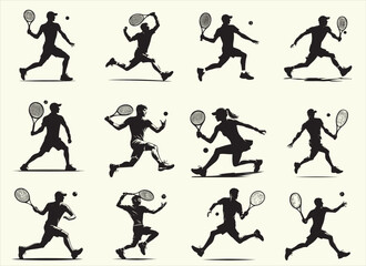 Tennis Player Silhouette Vector Illustration