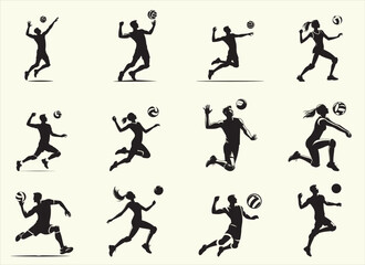 Volley Ball Player Silhouette Vector Illustration