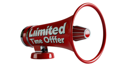 Promotional Megaphone Announcing Limited Time Offer During Daytime Outdoor Event