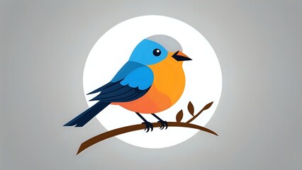 Cartoon bird perched on a branch.