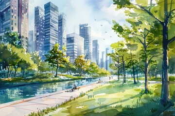 Obraz premium People sitting on a bench in a city park, perfect for your everyday or commercial use