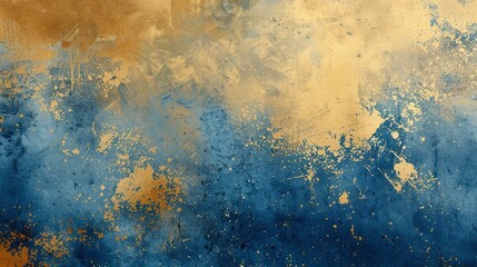 blue gold background with texture and distressed vintage grunge and watercolor paint stains in elegant Christmas backdrop illustration - generative ai