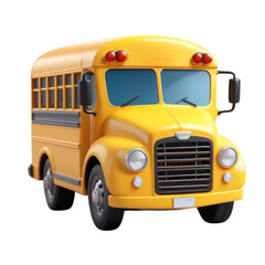 3D rendering of a yellow school bus on Isolated transparent background png. generated with AI