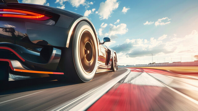 Racing sports car driving on race track